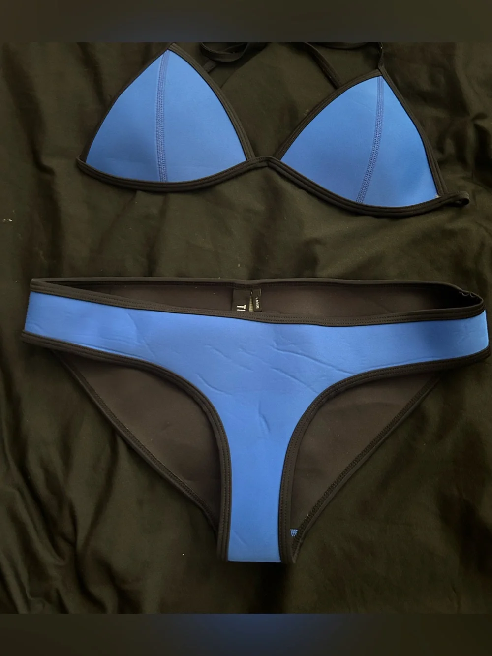 Triangl Blue and Black Triangle Bikini Set 100% neoprene